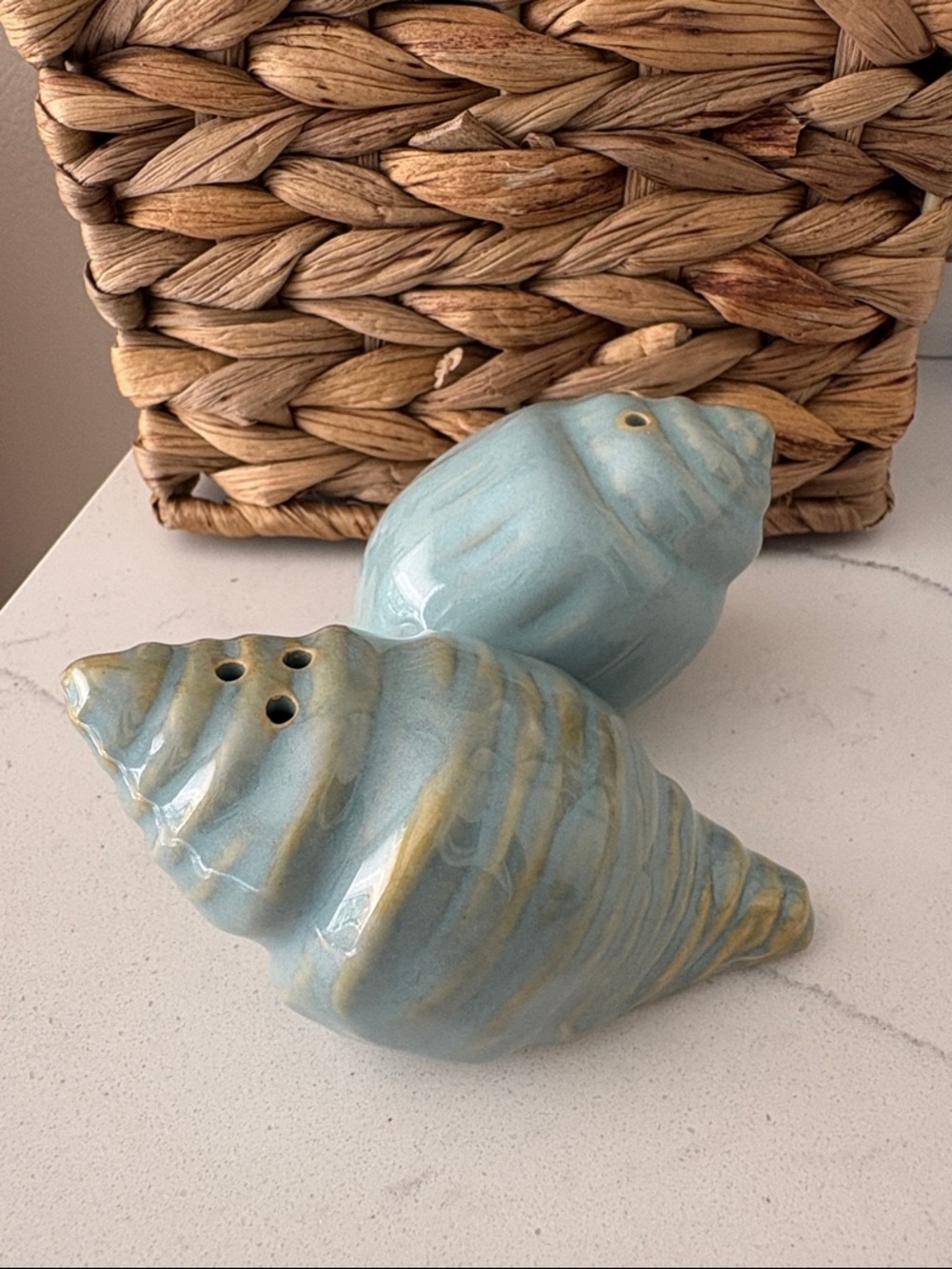 Ceramic Sea Shell Salt & Pepper Shakers - nwot